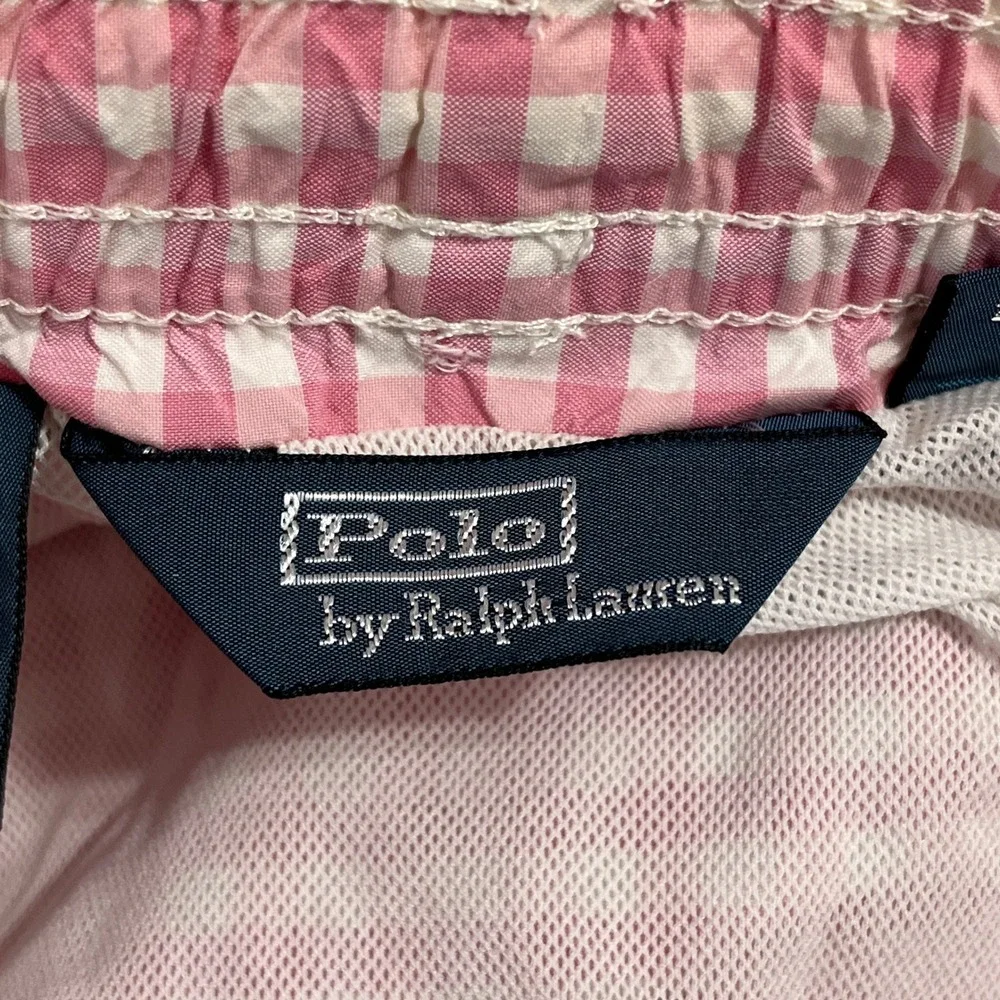 Polo Ralph Lauren Swim Trunks Mens M Pink Gingham Check Pony Logo Beach Pool